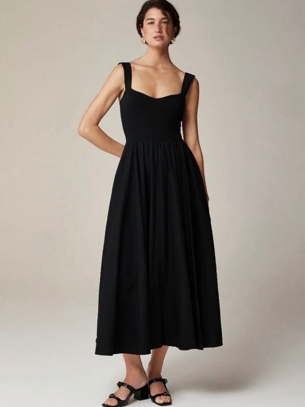 NWT J. Crew black mixed media poplin dress S